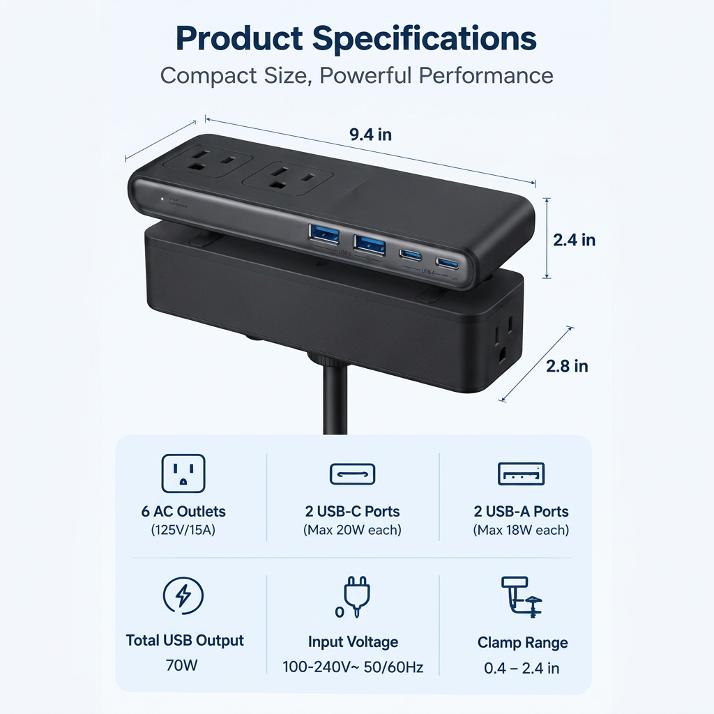 10 in 1 Desk Clamp Power Strip with USB C Ports – JUDITH