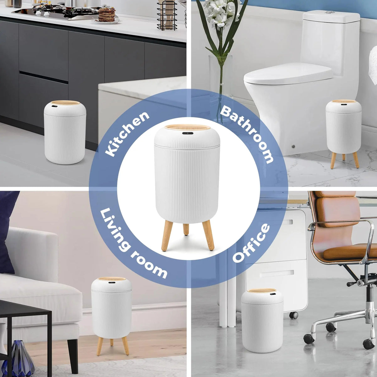 Pukomc sensor-operated, lidded trash can; non-contact, waterproof trash can.
