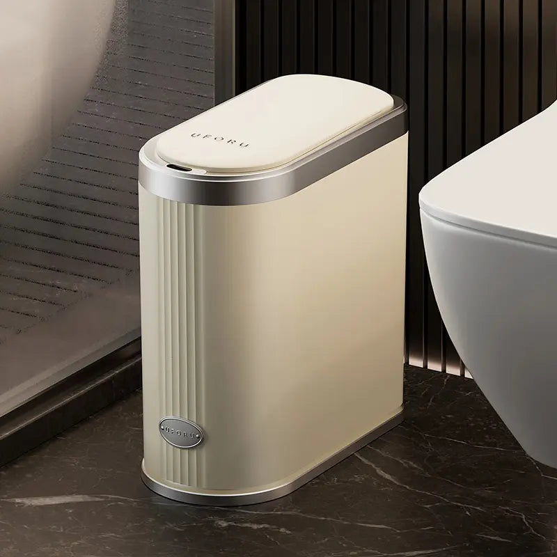 Smart bathroom trash can with sensors, suitable for smart home kitchens and bathrooms.