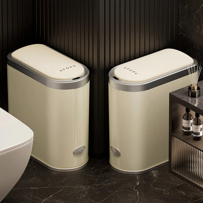 Smart bathroom trash can with sensors, suitable for smart home kitchens and bathrooms.