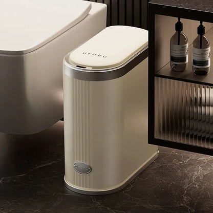 Smart bathroom trash can with sensors, suitable for smart home kitchens and bathrooms.