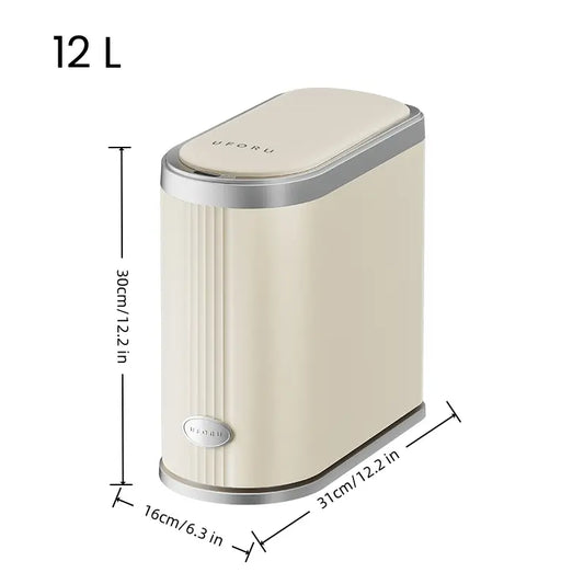 Smart bathroom trash can with sensors, suitable for smart home kitchens and bathrooms.
